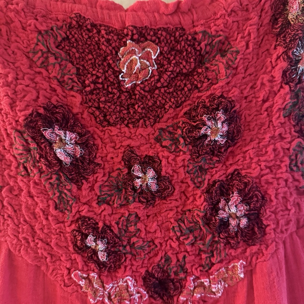 Free People Karan Strapless Smocked Floral Red Jumpsuit Size XS Boho Festival - Picture 11 of 15